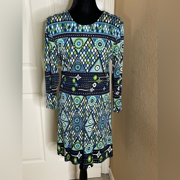 Tory Burch Dresses & Skirts - Tory Burch Dress Size 8 Claire Blue 100% Silk Stained Glass Mandala